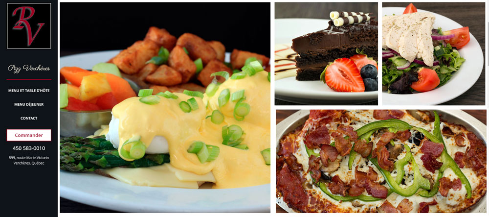 Site web d'un restaurant où les photos représentent bien le menu offert