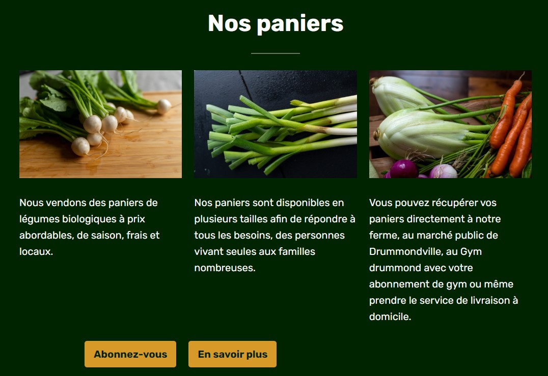 Les jardins de Pandora affichent des photos professionnelles de leurs légumes